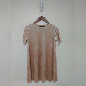 Above the knee crushed velvet champagne pink holiday dress